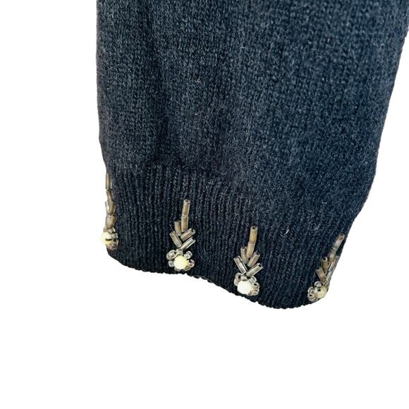 Vintage I Did It Matthew H Beaded Cardigan Medium Black Wool Angora Whimsigoth - Picture 10 of 13